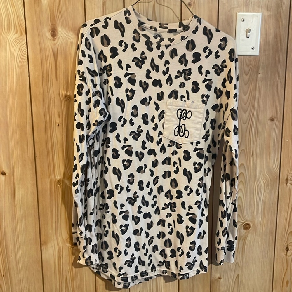Leopard Monogram Marley Lily long sleeve shirt - size xs